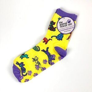 Anti-Slip Grip Dots Non-Slip Colorful Cats Socks Women's Sz 6-10